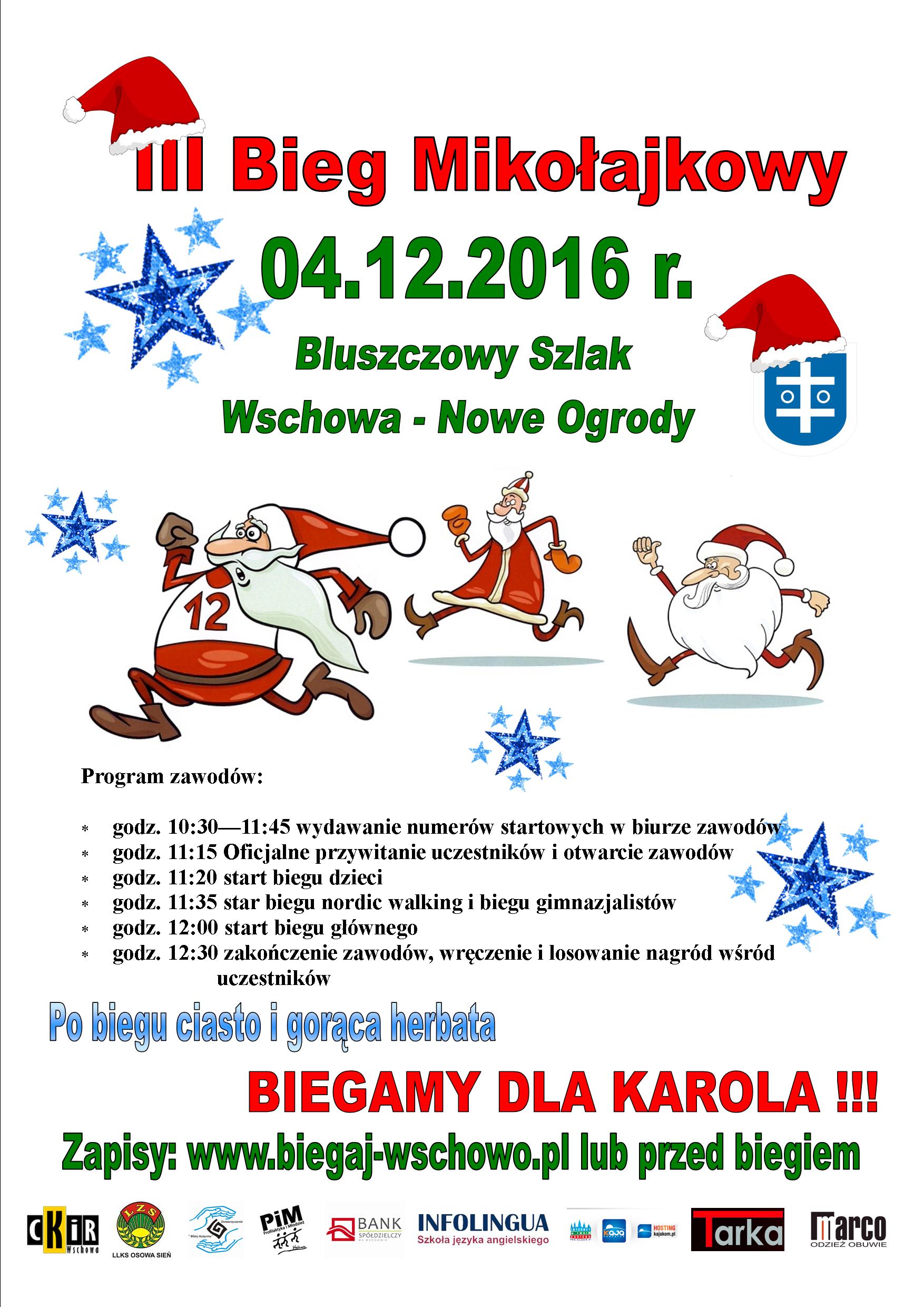 Plakat III Bieg Mikołajkowy